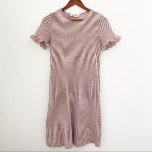 BRASS AND ROE Pink & White Stripe Dress